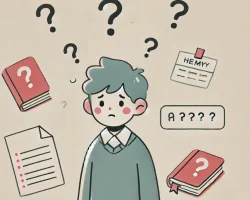 DALL·E 2024-10-29 15.42.13 - A small, minimalist illustration representing forgetfulness in learning. Shows a student with question marks around their head, looking frustrated wit